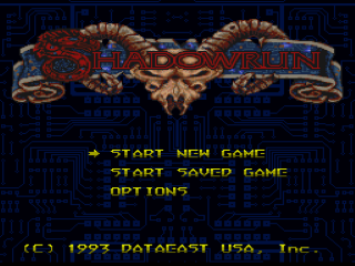 Shadowrun title screen for Super Famicom